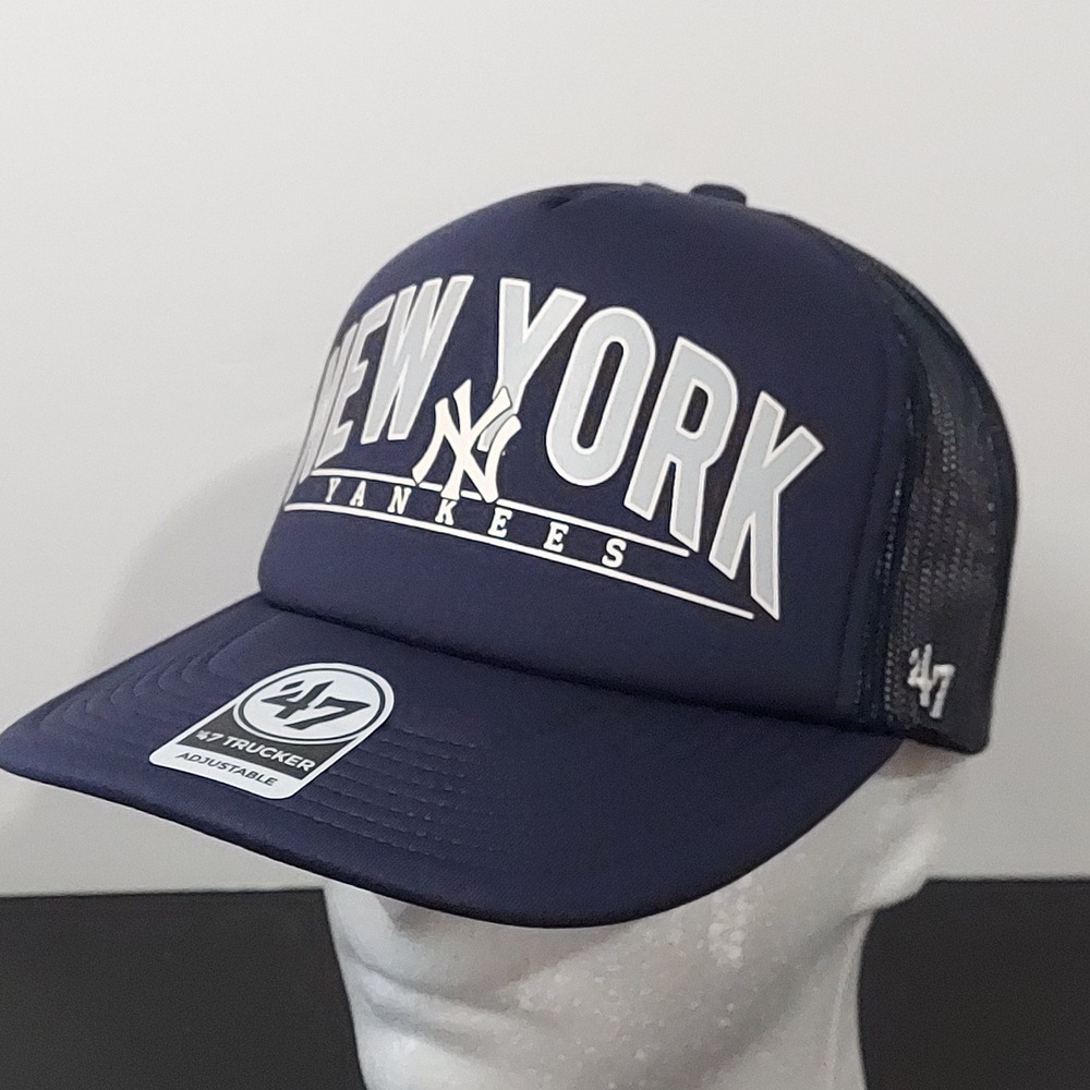 New York Yankees '47 Brand Trucker Hat Mens OSFA Navy MLB B-BHAUL17KPP Snap Back